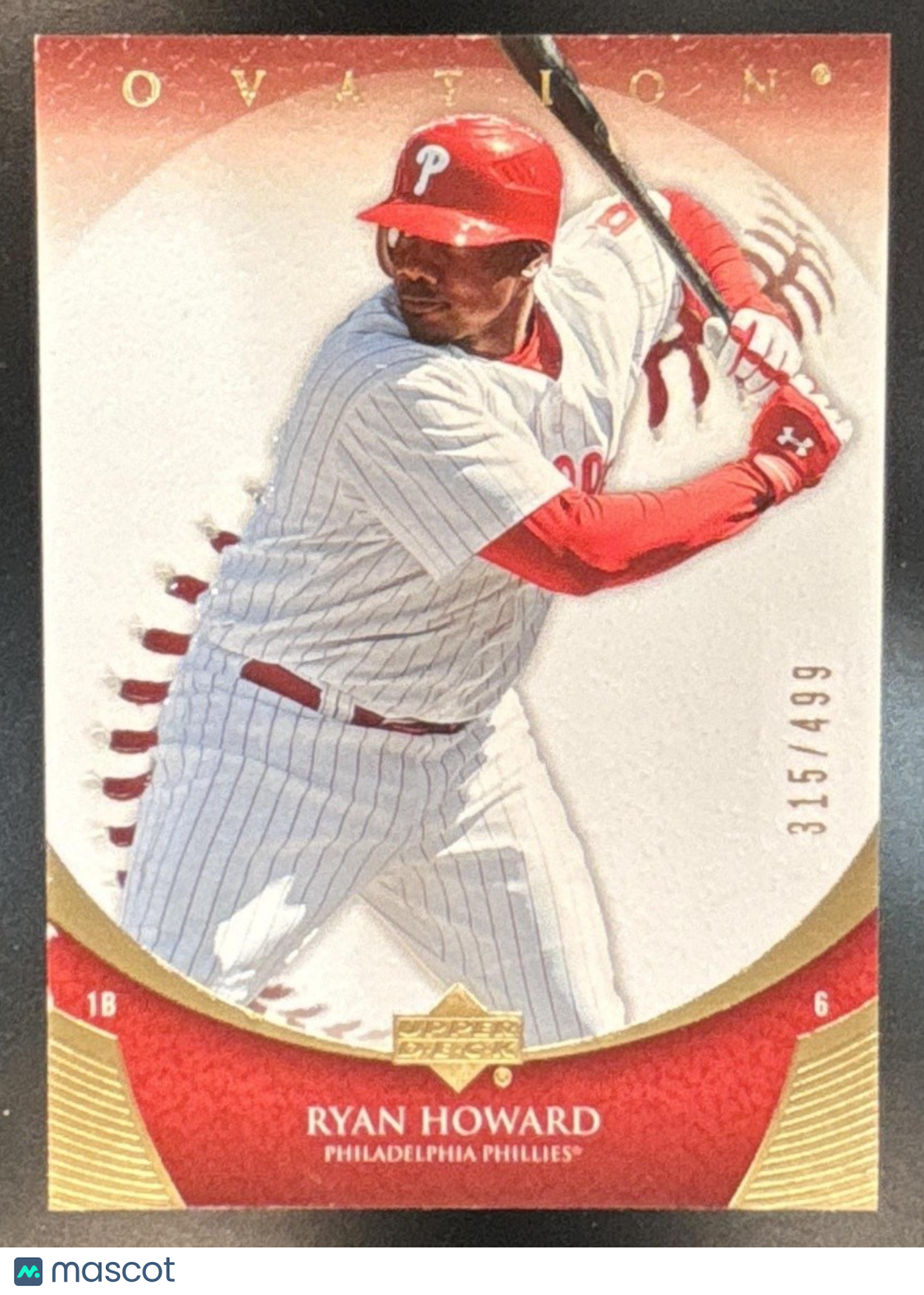2006 Upper Deck Ovation Ryan Howard Gold /499 #56 Philadelphia Phillies