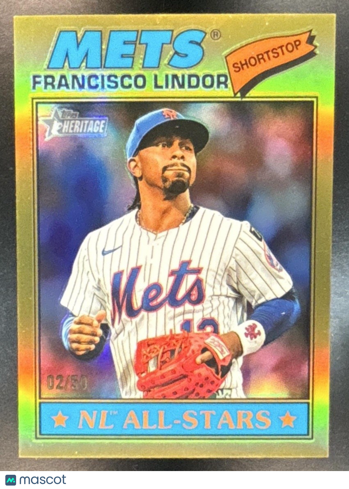 2026 Topps Heritage Francisco Lindor Chrome Gold Refractor /50 #146 Mets