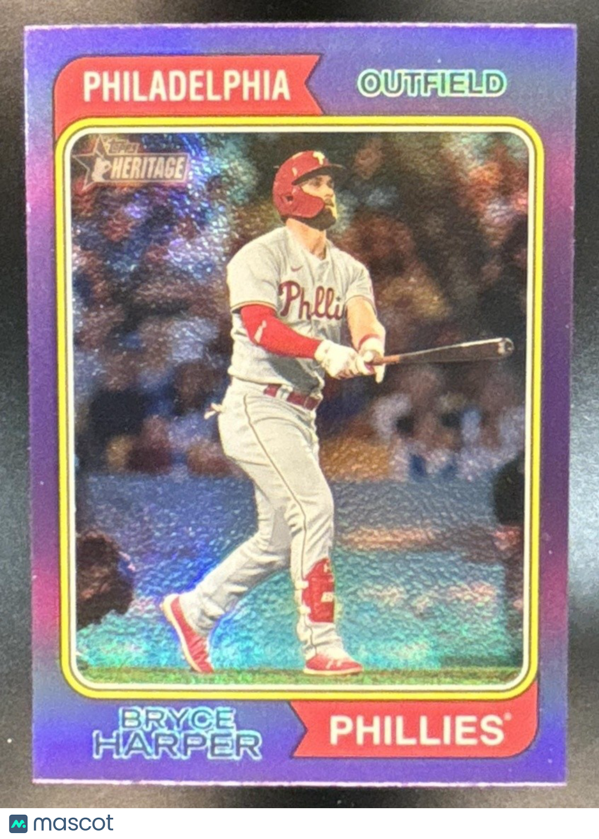 2023 Topps Heritage Bryce Harper Chrome Purple Refractor #17 Phillies
