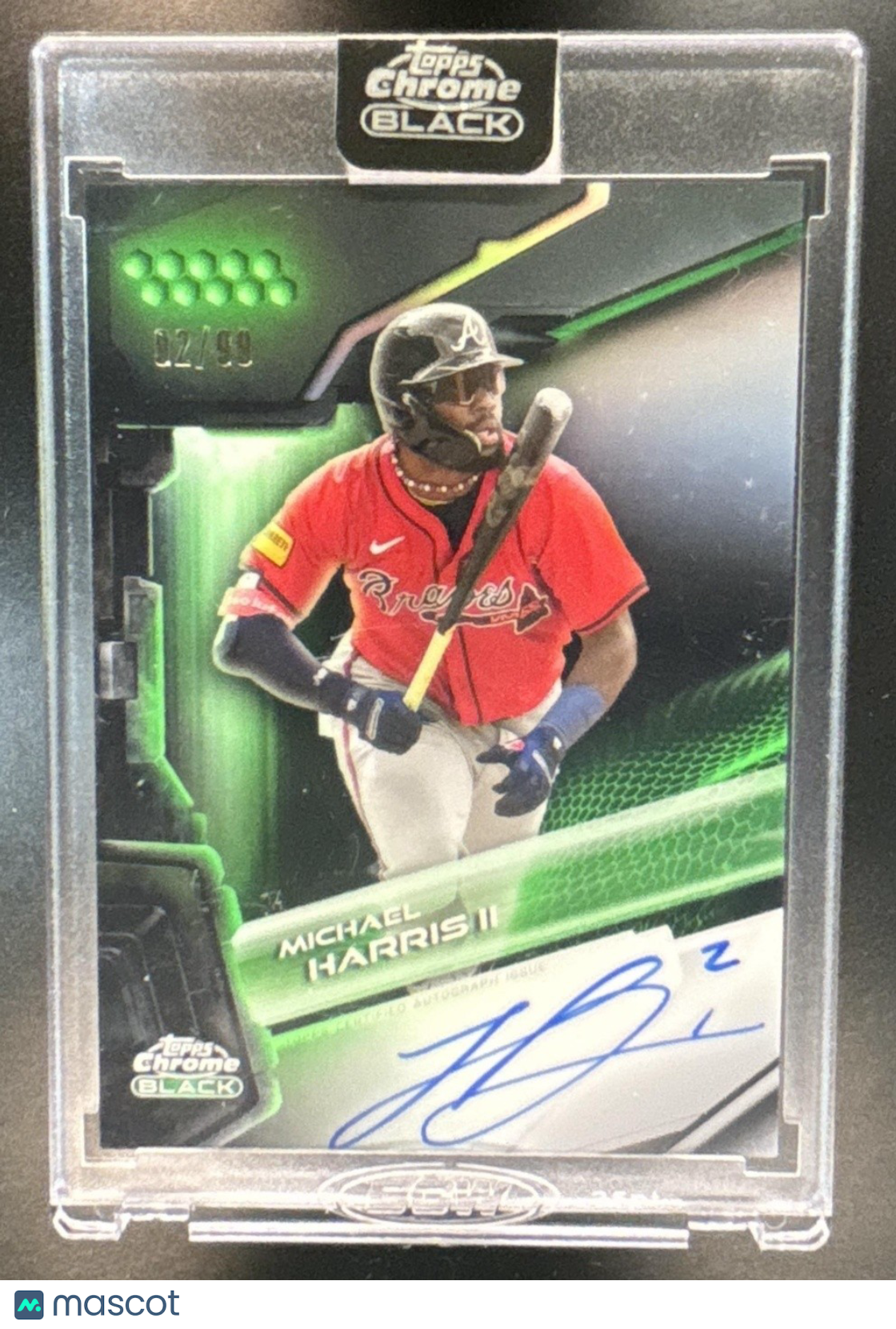 2026 Topps Chrome Black Michael Harris II Auto Green /99 #CBA-MHA Atlanta Braves