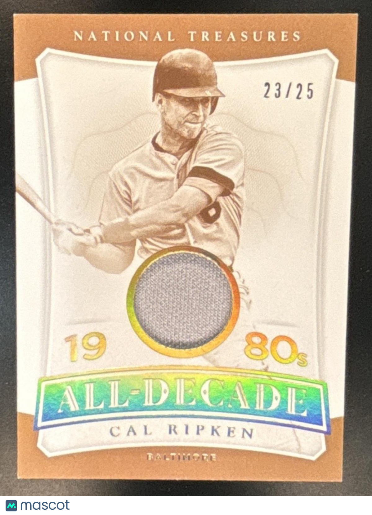 2017 Panini National Treasures Cal Ripken All Decade Patch Gold /25 MEM Orioles
