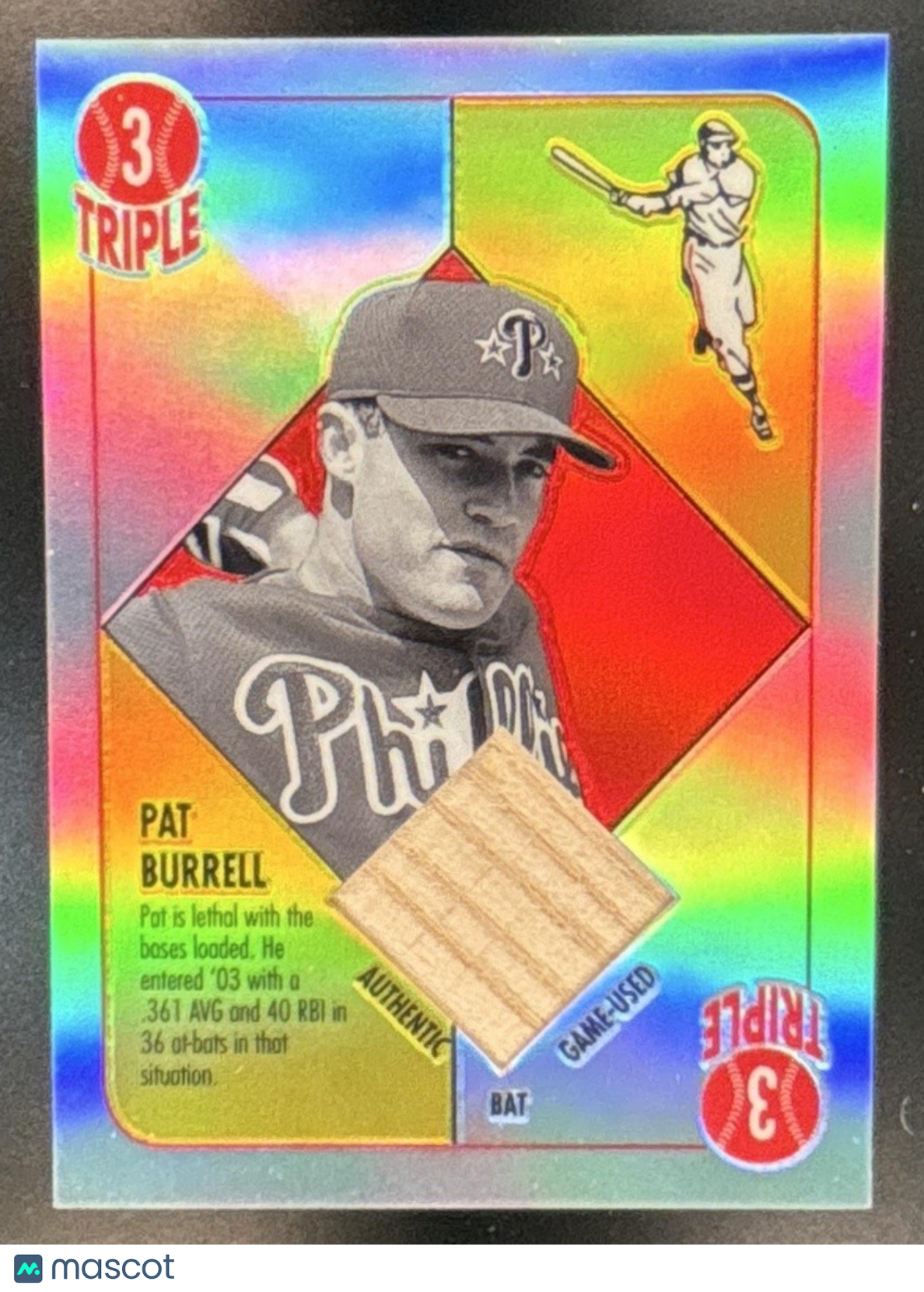 2003 Topps Chrome Pat Burrell Red Backs Relics Refractor Philadelphia Phillies
