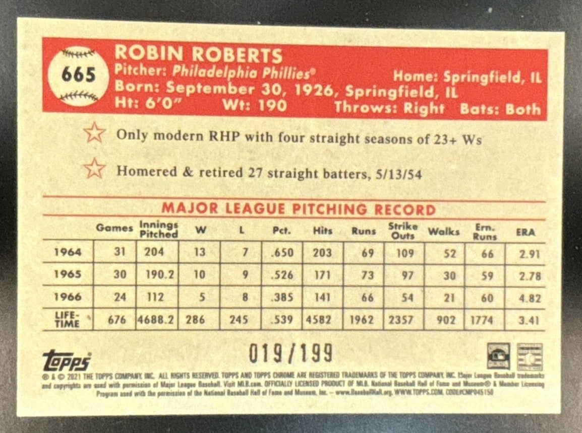 2021 Topps Chrome Platinum Anniversary Robin Roberts Blue Mini Diamond /199 #665