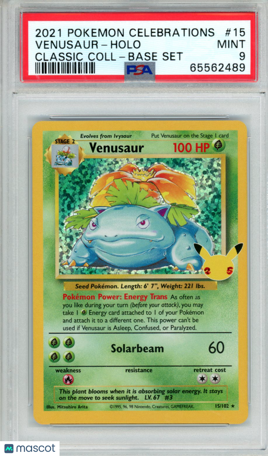2021 Pokemon Celebrations Classic Collection Venusaur #15 Holo PSA 9 MINT