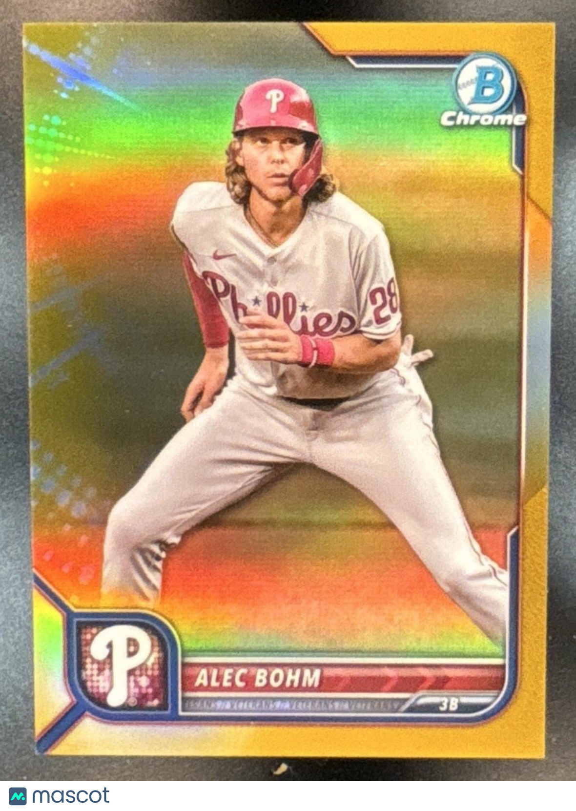 2022 Bowman Chrome Alec Bohm Gold Refractor /50 #22 Philadelphia Phillies
