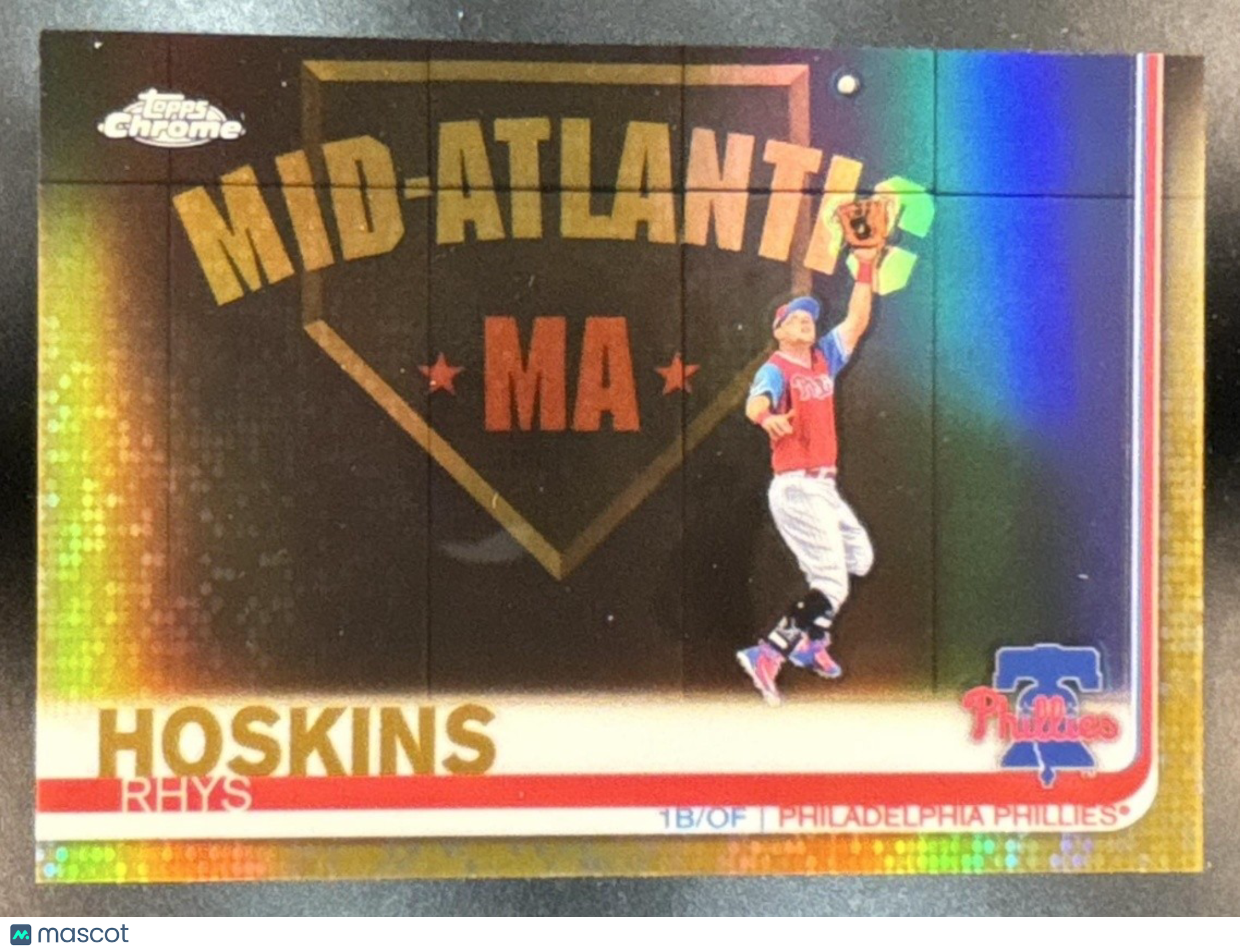 2019 Topps Chrome Rhys Hoskins Gold Refractor Variation /50 #195b Phillies