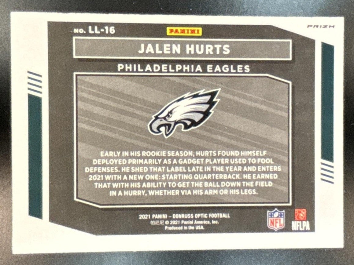 2021 Panini Donruss Optic Jalen Hurts Legendary Logos #LL-16 Philadelphia Eagles