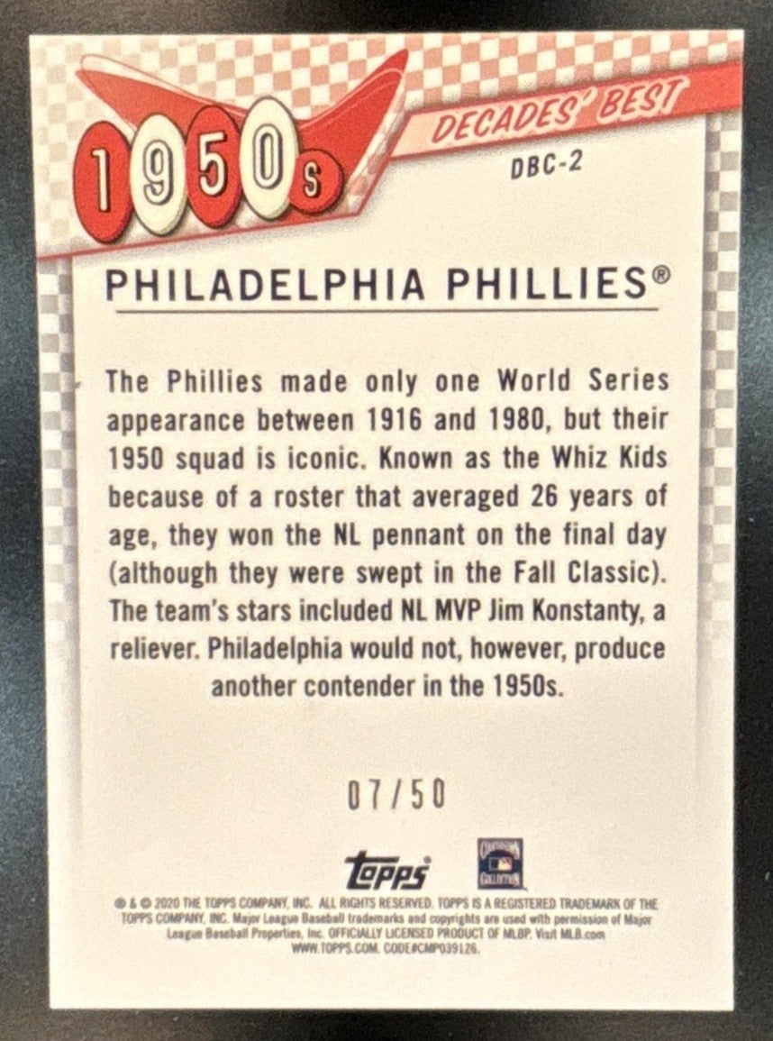 2020 Topps Philadelphia Phillies Decades' Best Chrome Gold /50 #DBC-2