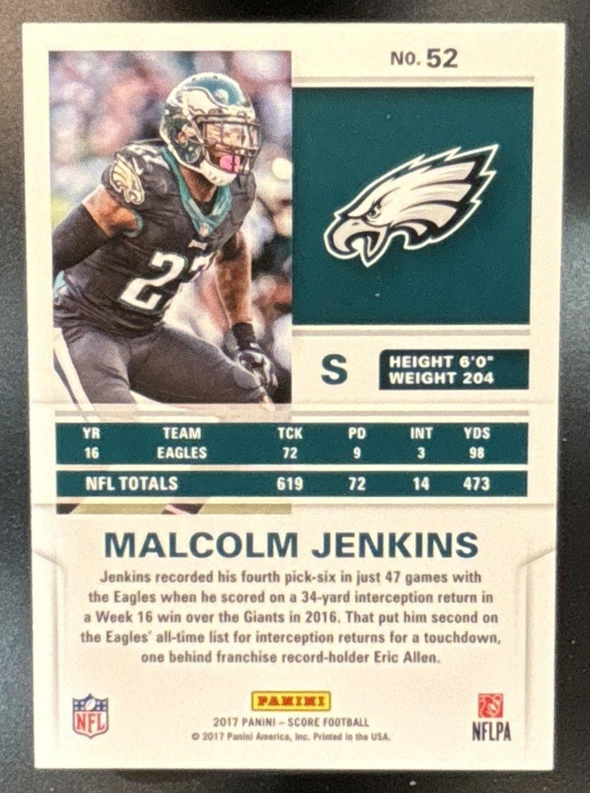 2017 Panini Score Malcolm Jenkins Gold Zone /50 #52 Philadelphia Eagles