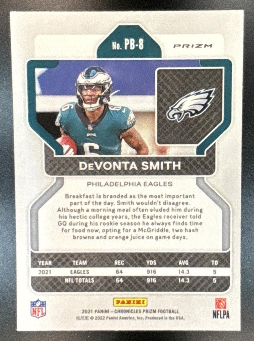 2021 Panini Chronicles DeVonta Smith Prizm Black Silver RC Philadelphia Eagles