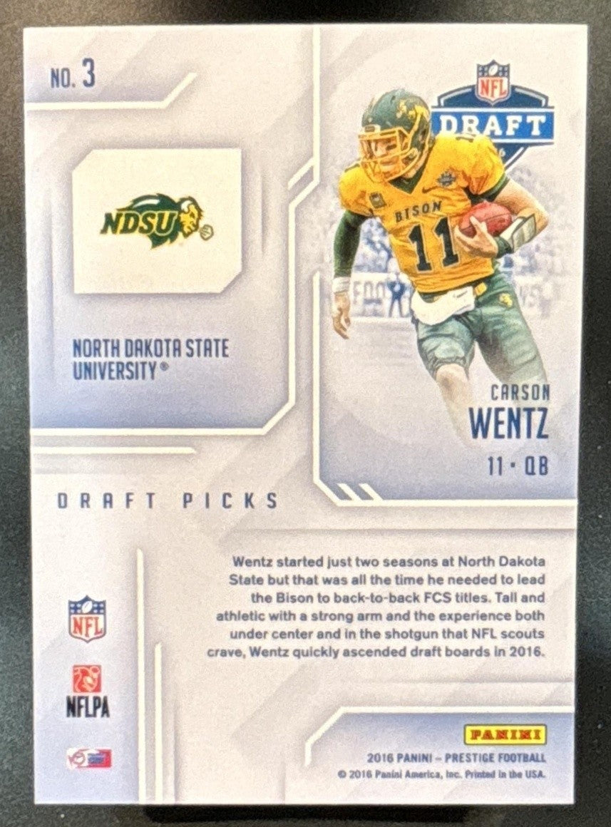 2016 Panini Prestige Carson Wentz Draft Picks RC