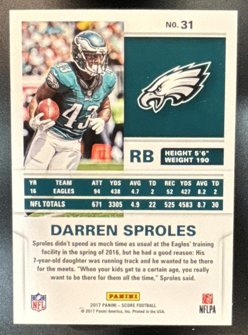 2017 Panini Score Darren Sproles Red Zone /20 #31 Philadelphia Eagles