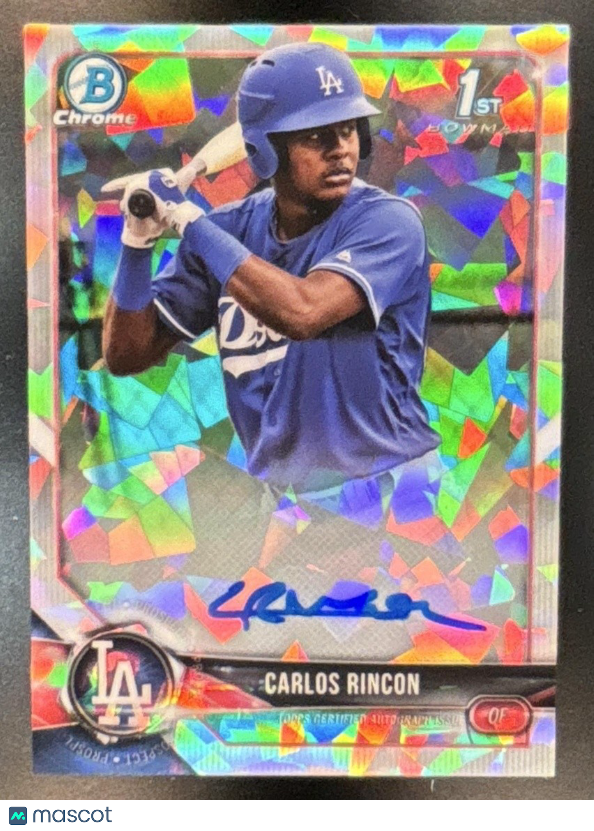 2018 Bowman Chrome Carlos Rincon Prospects Auto Atomic /100 Los Angeles Dodgers