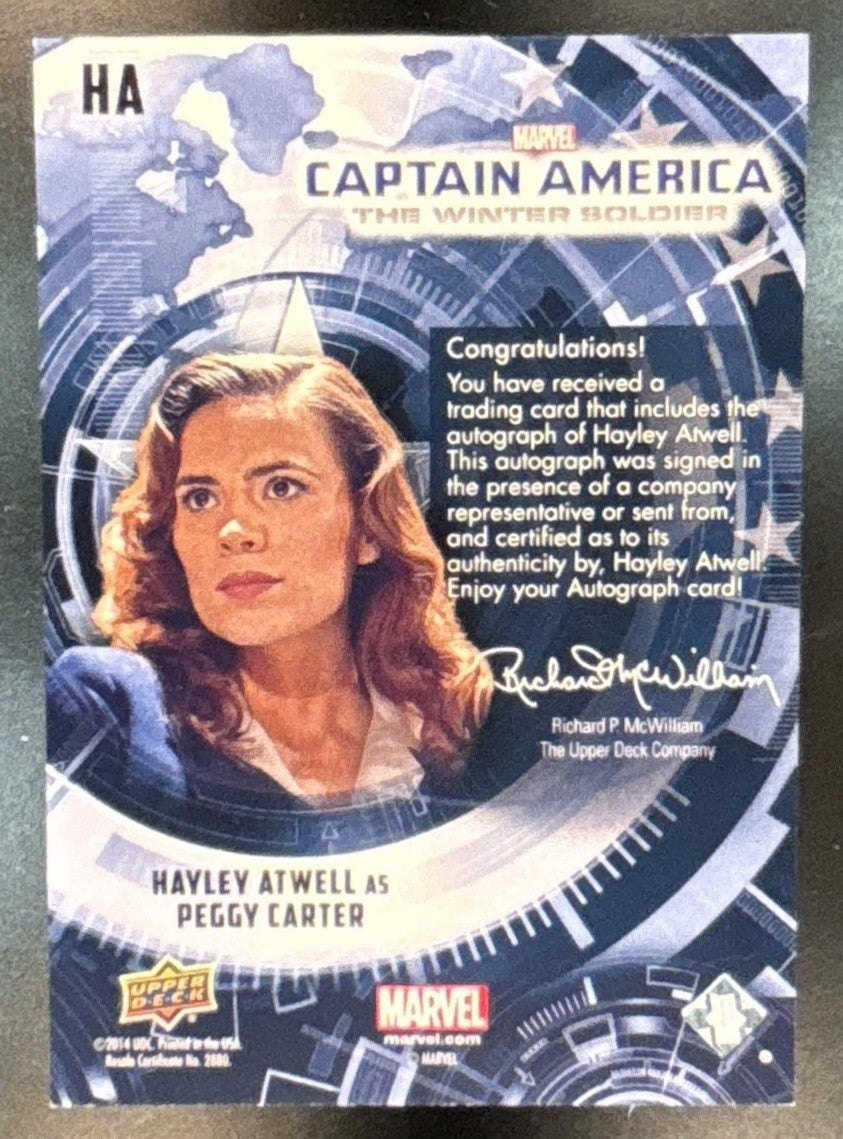 2014 Upper Deck Captain America The Winter Soldier Hayley Atwell Actor Auto #HA