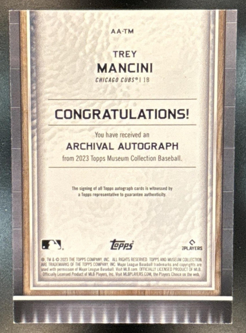 2023 Topps Museum Collection Trey Mancini Archival Auto Sapphire /20 Cubs