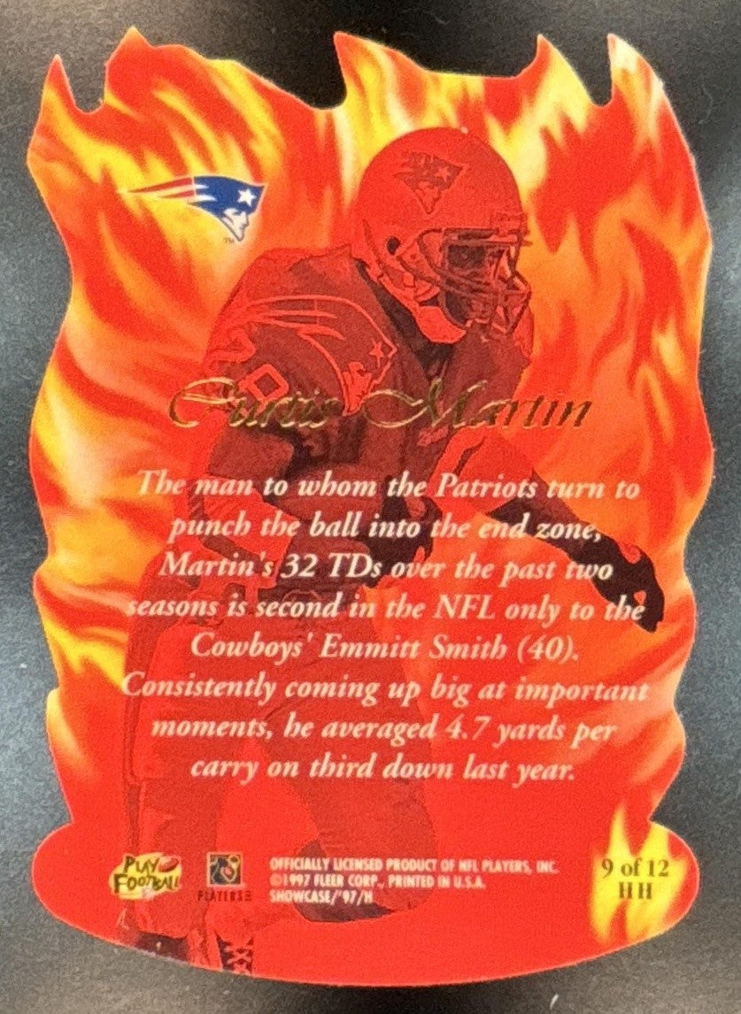 1997 Fleer Flair Showcase Curtis Martin Hot Hands #9 HH New England Patriots