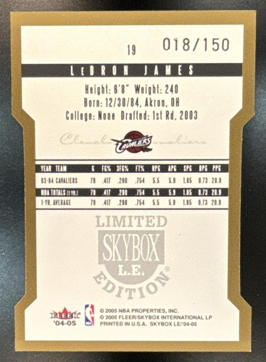 2004-05 Skybox LE LeBron James Gold Proof 18/150 #19 Cleveland Cavaliers