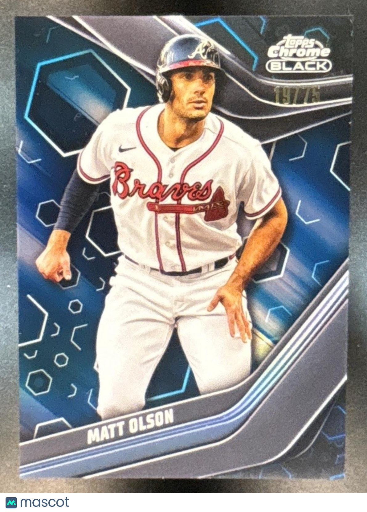 2023 Topps Chrome Black Matt Olson Blue Refractor /75 #92 Atlanta Braves