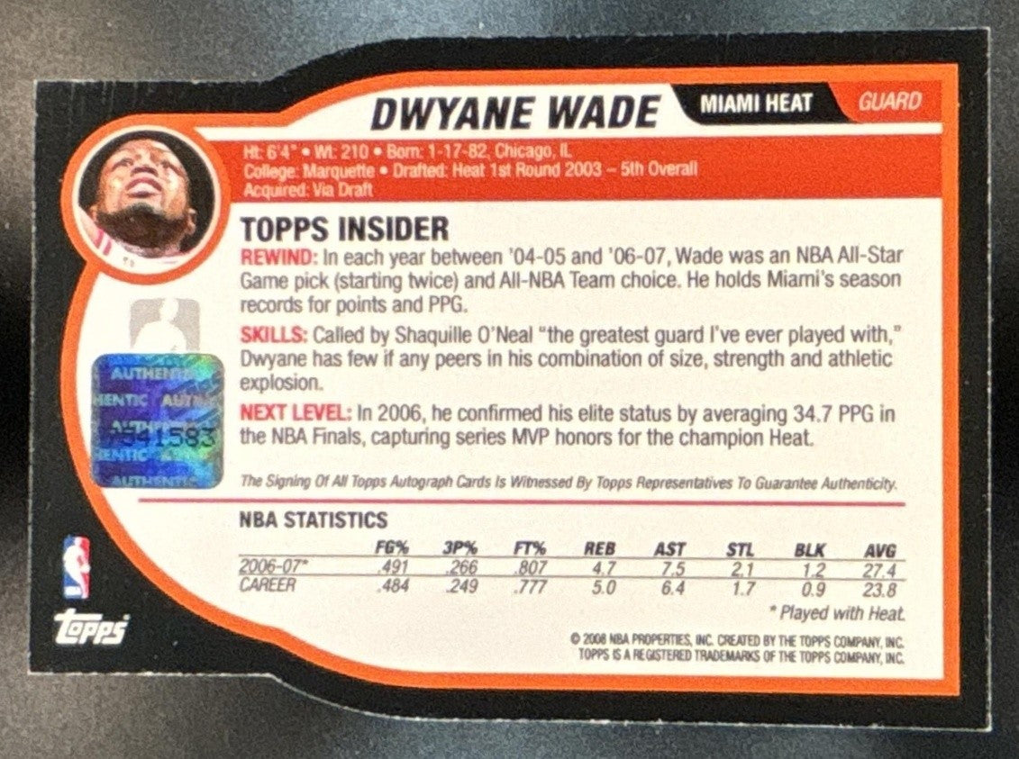 2008-09 Topps NBA Starting Five #NNO Dwyane Wade Autograph
