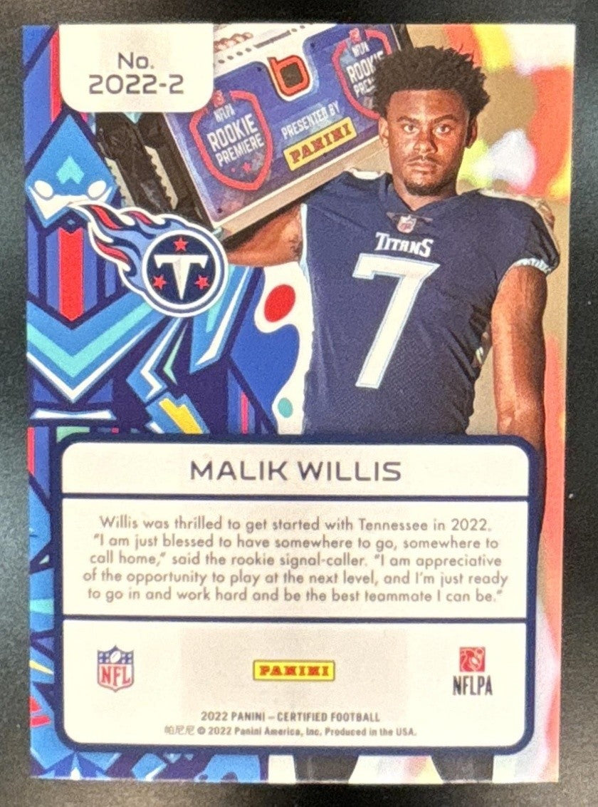 2022 Panini Certified Malik Willis Mirror Bronze /249 RC Tennessee Titans