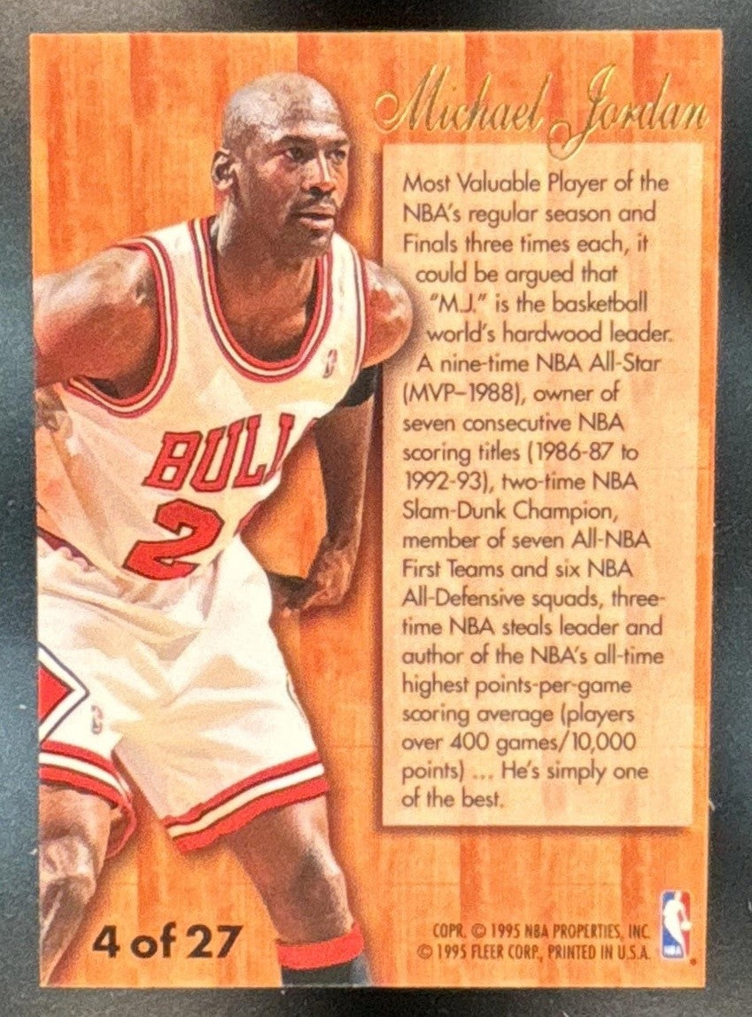 1995-96 Fleer Michael Jordan Flair Hardwood Leader #4 Chicago Bulls