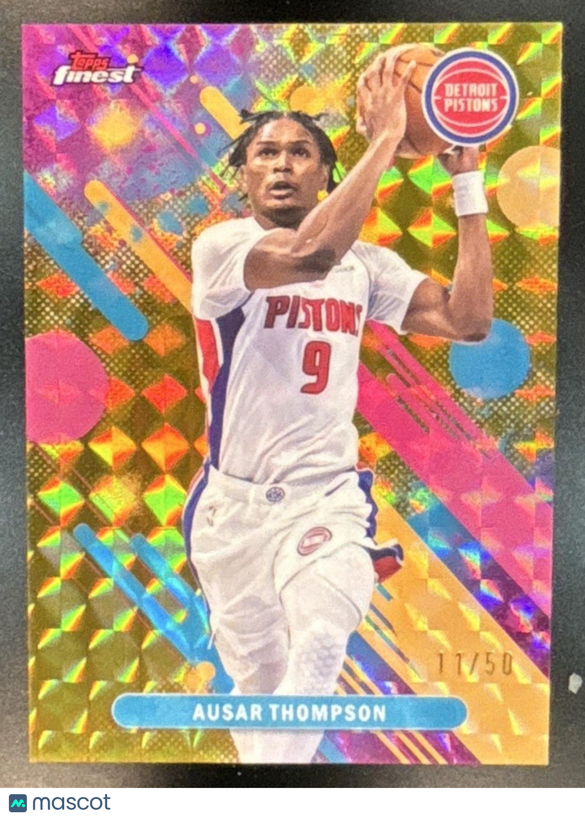 2025-26 Topps Finest Ausar Thompson Common Gold Geometric /50 Detroit Pistons