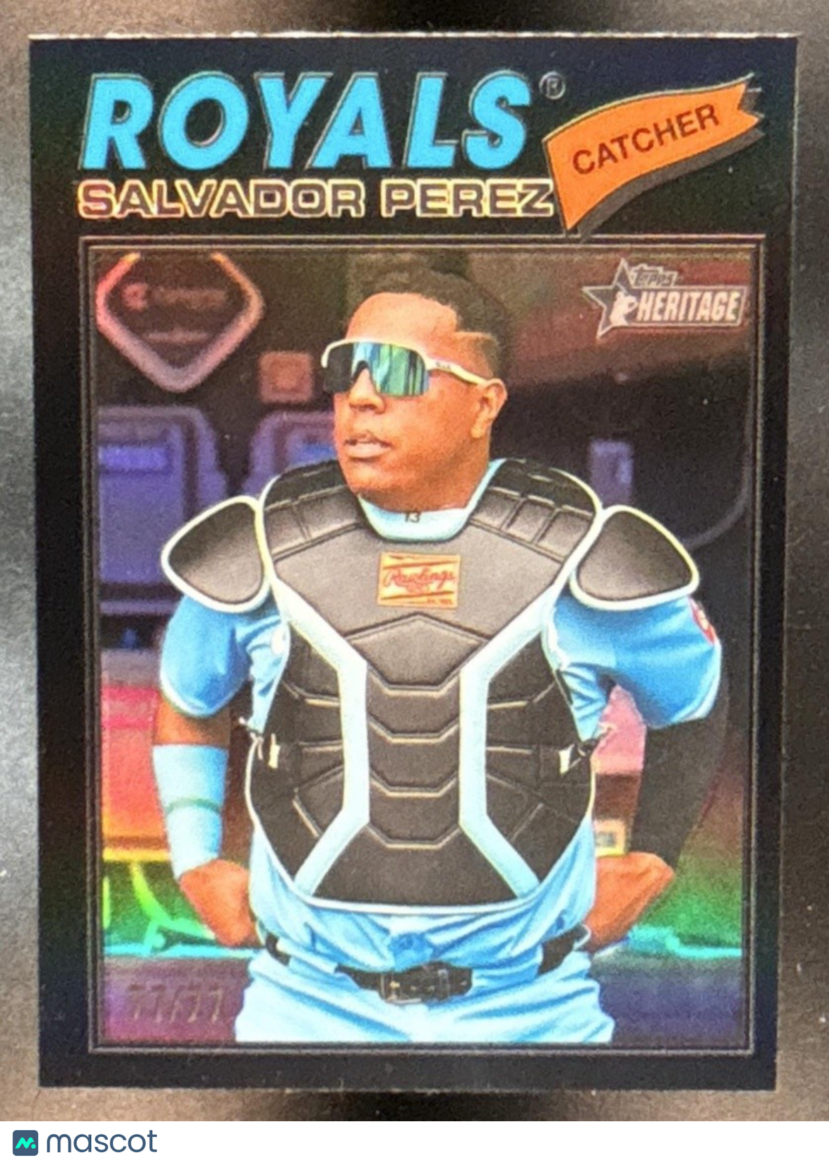 2026 Topps Heritage Salvador Perez Chrome Black 77/77 #320 Kansas City Royals