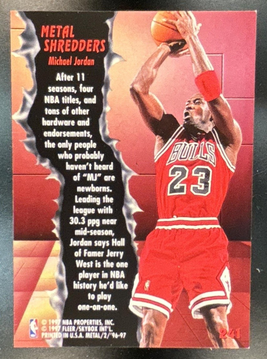 1996 Skybox Metal Michael Jordan #241 Metal Shredders Chicago Bulls