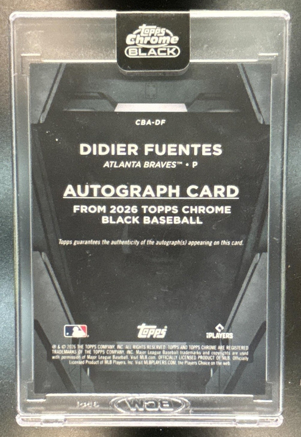 2026 Topps Chrome Black Didier Fuentes Auto #CBA-DF Atlanta Braves
