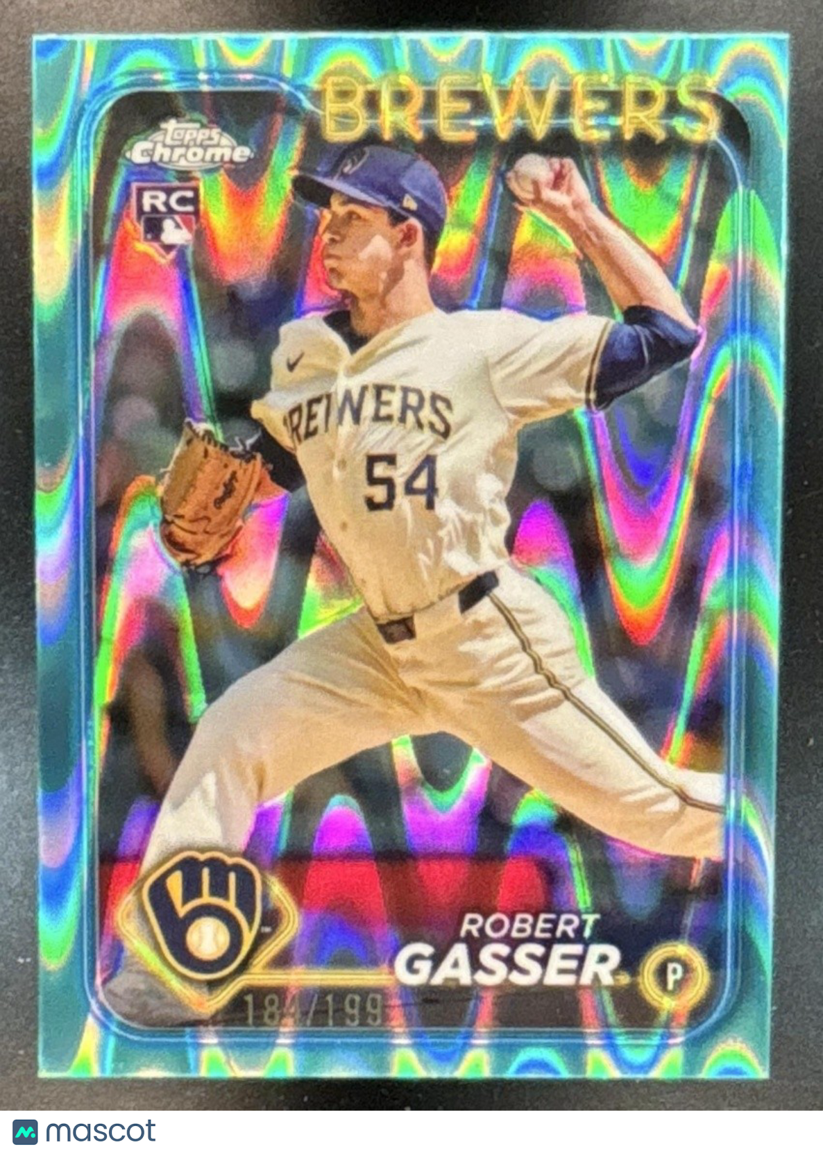 2024 Topps Chrome Update Robert Gasser Aqua RayWave /199 #USC50 RC Brewers