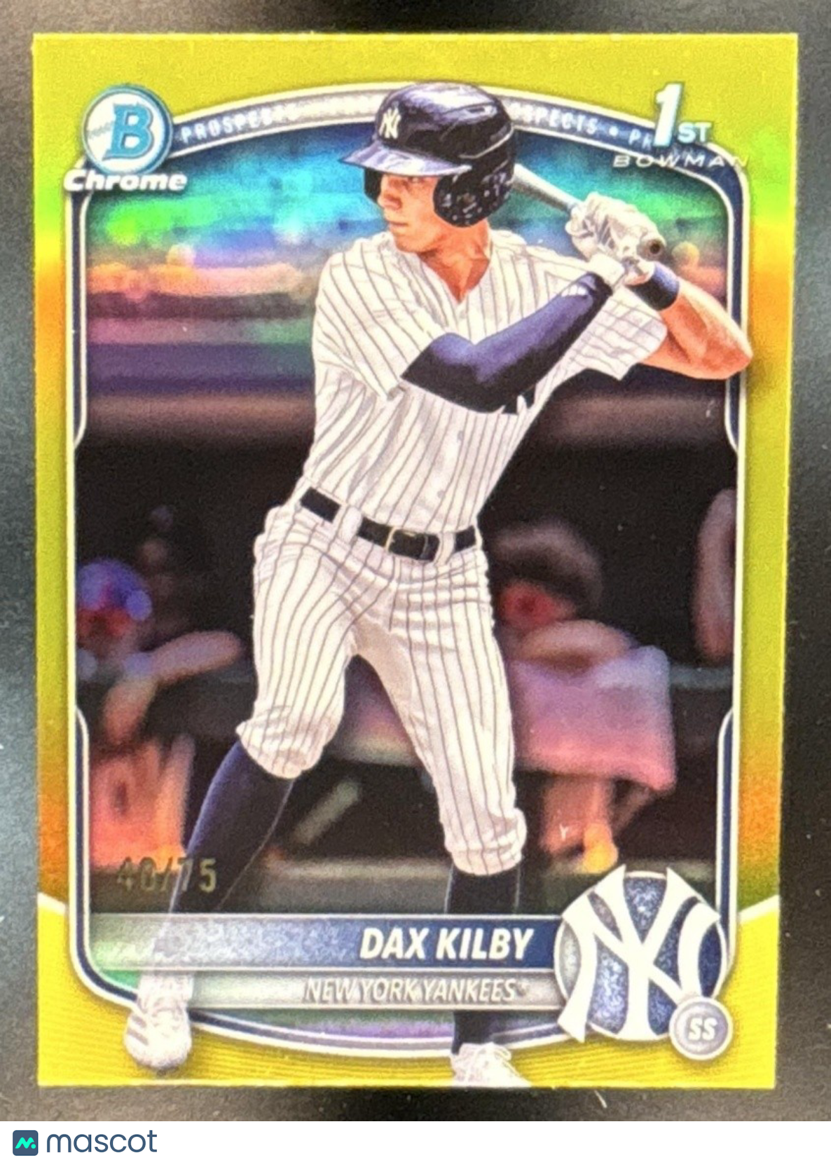 2025 Bowman Draft Dax Kilby Chrome Yellow /75 #BDC-146 1st Prospect Yankees
