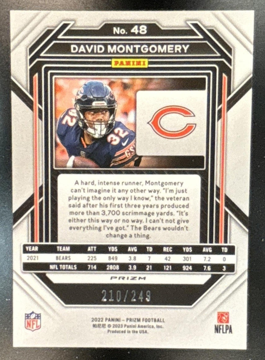 2022 Panini Prizm David Montgomery Orange /249 #48 Chicago Bears