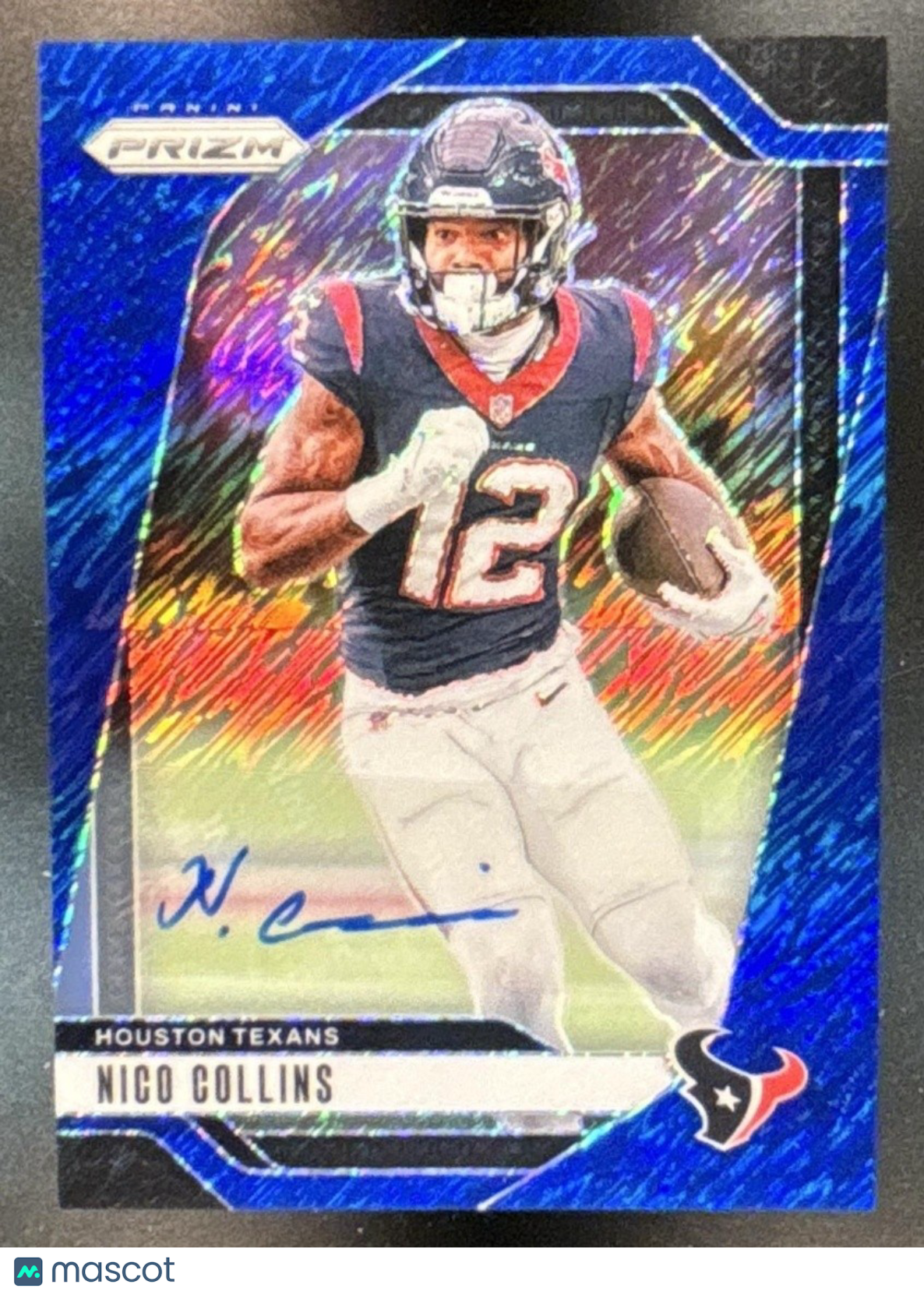 2024 Panini Prizm Nico Collins Auto Blue Shimmer 25/25 #113 Houston Texans