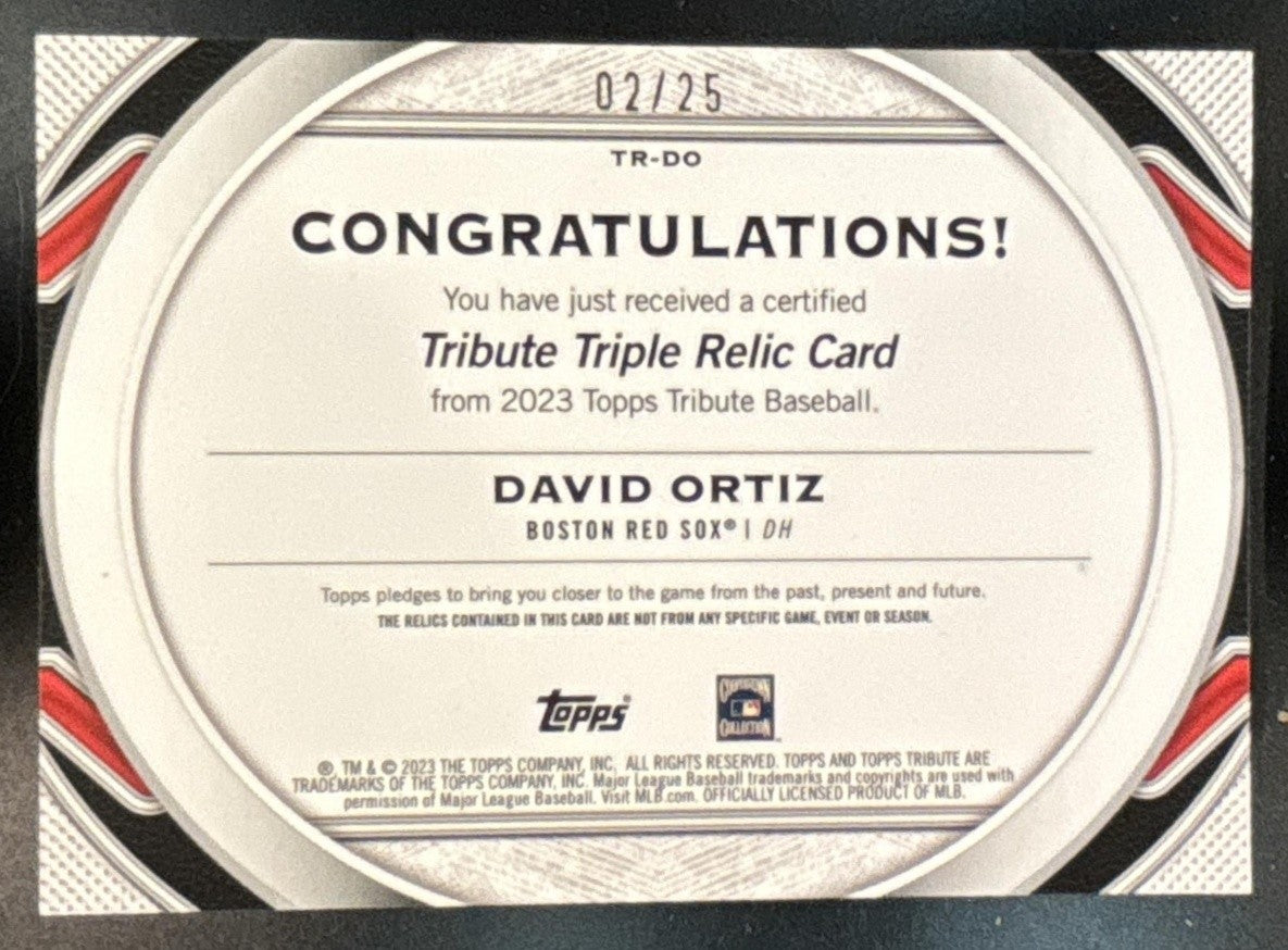 2023 Topps Tribute David Ortiz Triple Relics Orange /25 MEM Boston Red Sox