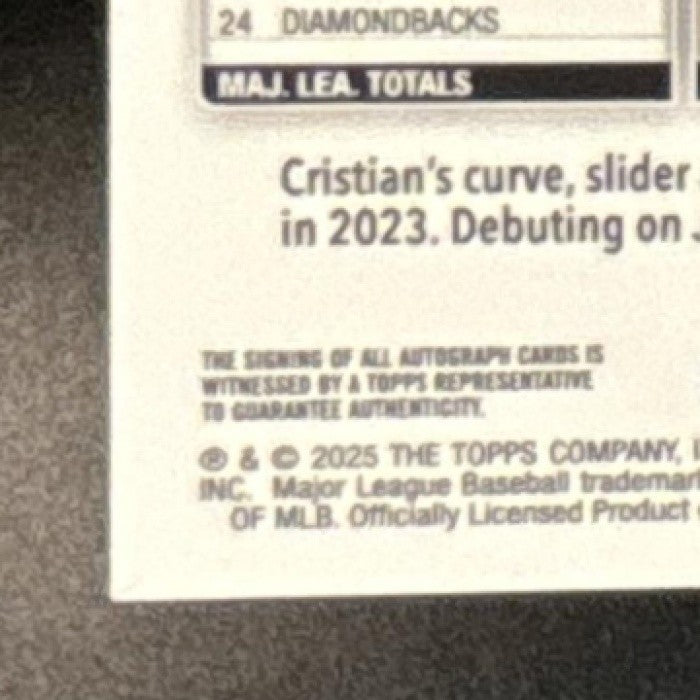 2025 Topps Chrome Cristian Mena Rookie Auto #RA-CME RC Arizona Diamondbacks