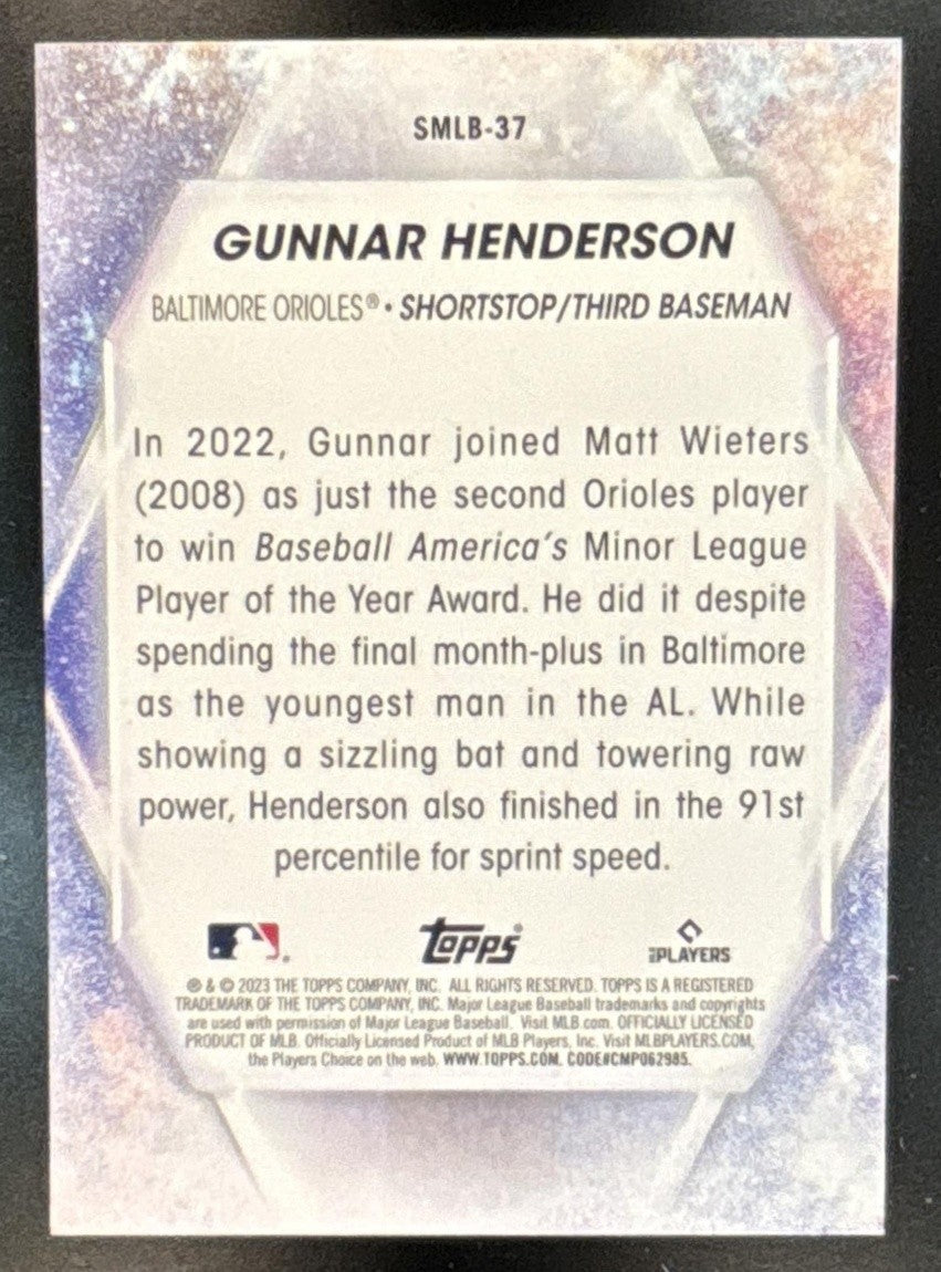 2023 Topps Gunnar Henderson Stars of MLB #SMLB-37 RC Baltimore Orioles