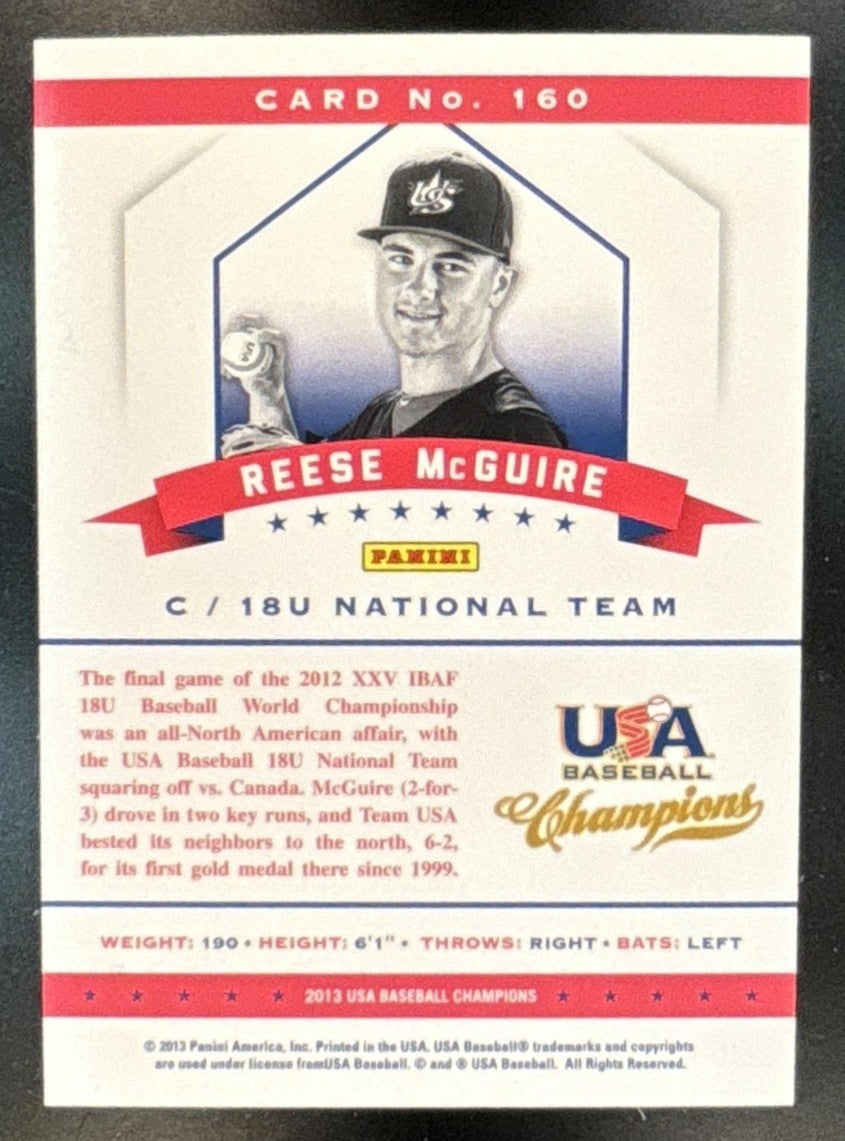 2013 Panini USA Baseball Champions Reese McGuire National Team Blue /299 #160