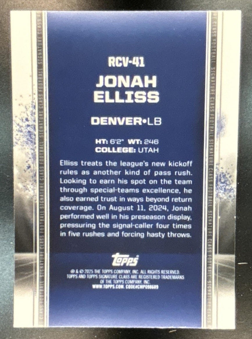2024 Topps Signature Class Jonah Elliss Rookie Chrome Variations RC Broncos