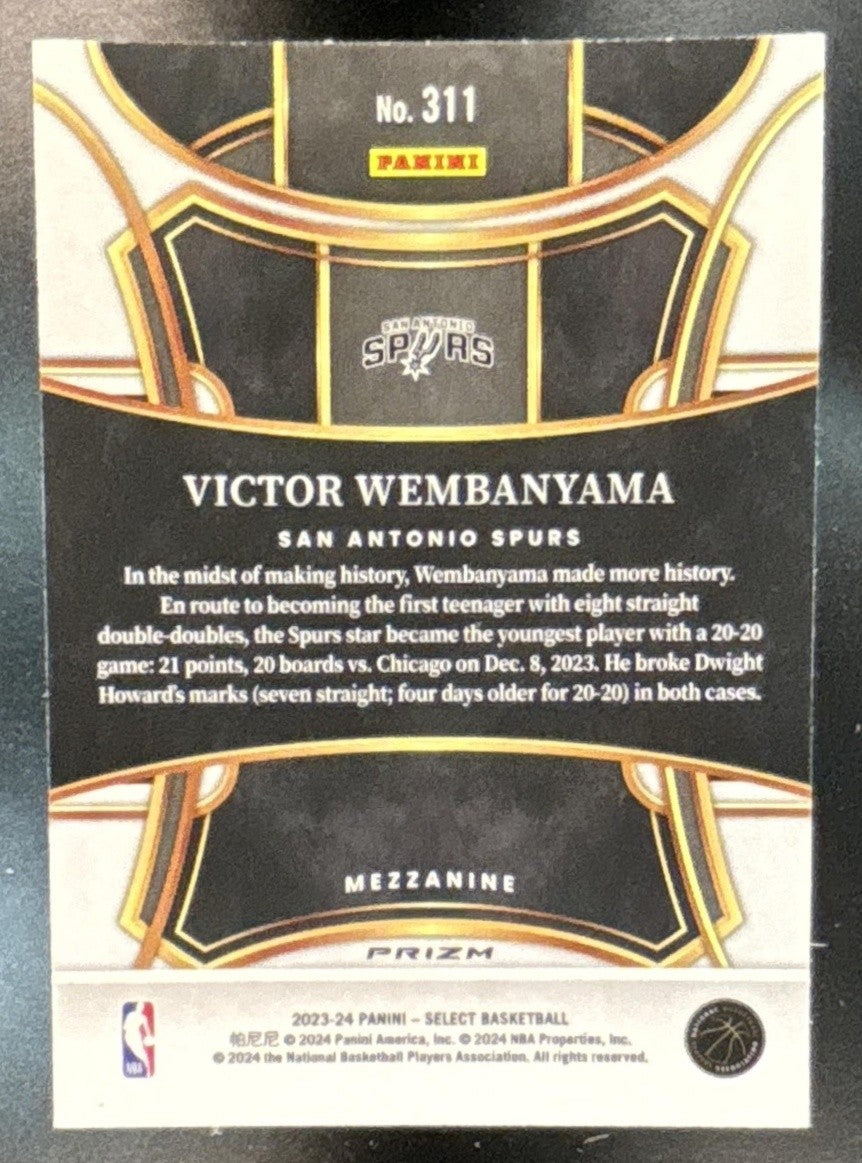 2023-24 Panini Select Victor Wembanyama Blue Prizm #311 RC Mezzanine Spurs