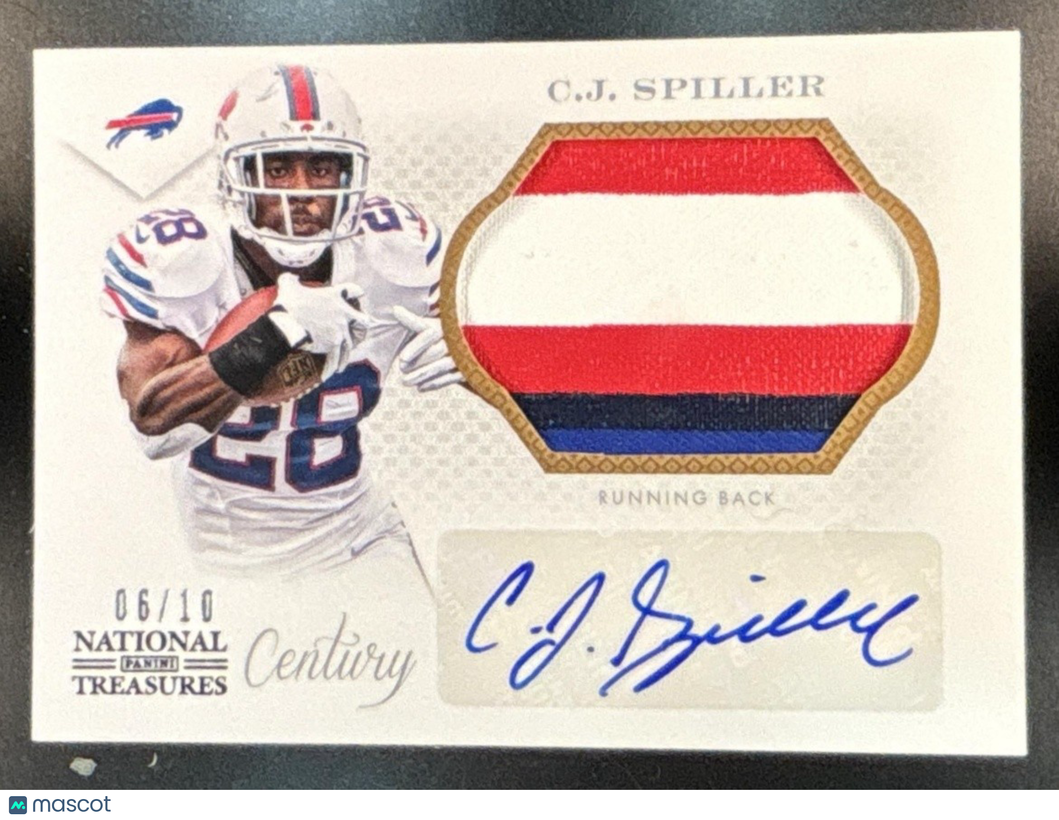 2014 National Treasures C.J. Spiller Materials Signatures Silver /10 Auto Bills