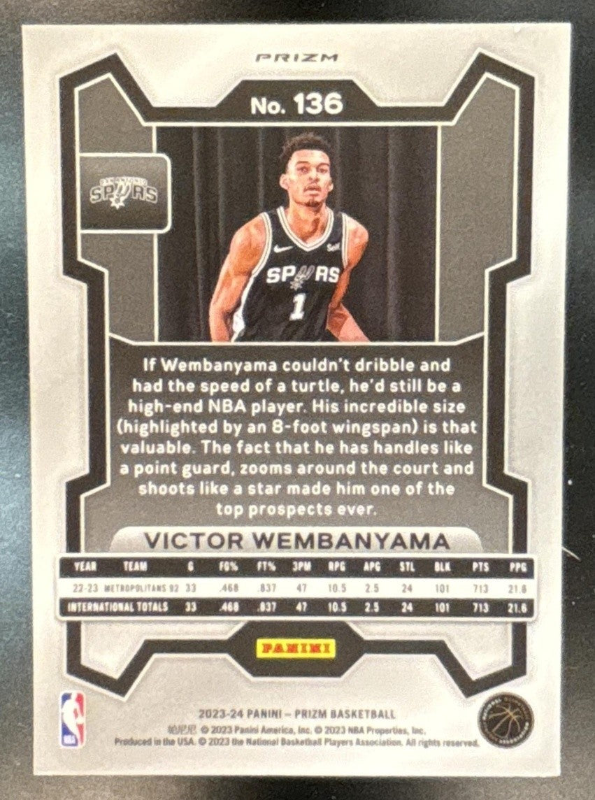 2023-24 Panini Prizm Victor Wembanyama Prizms Ice #136 RC San Antonio Spurs