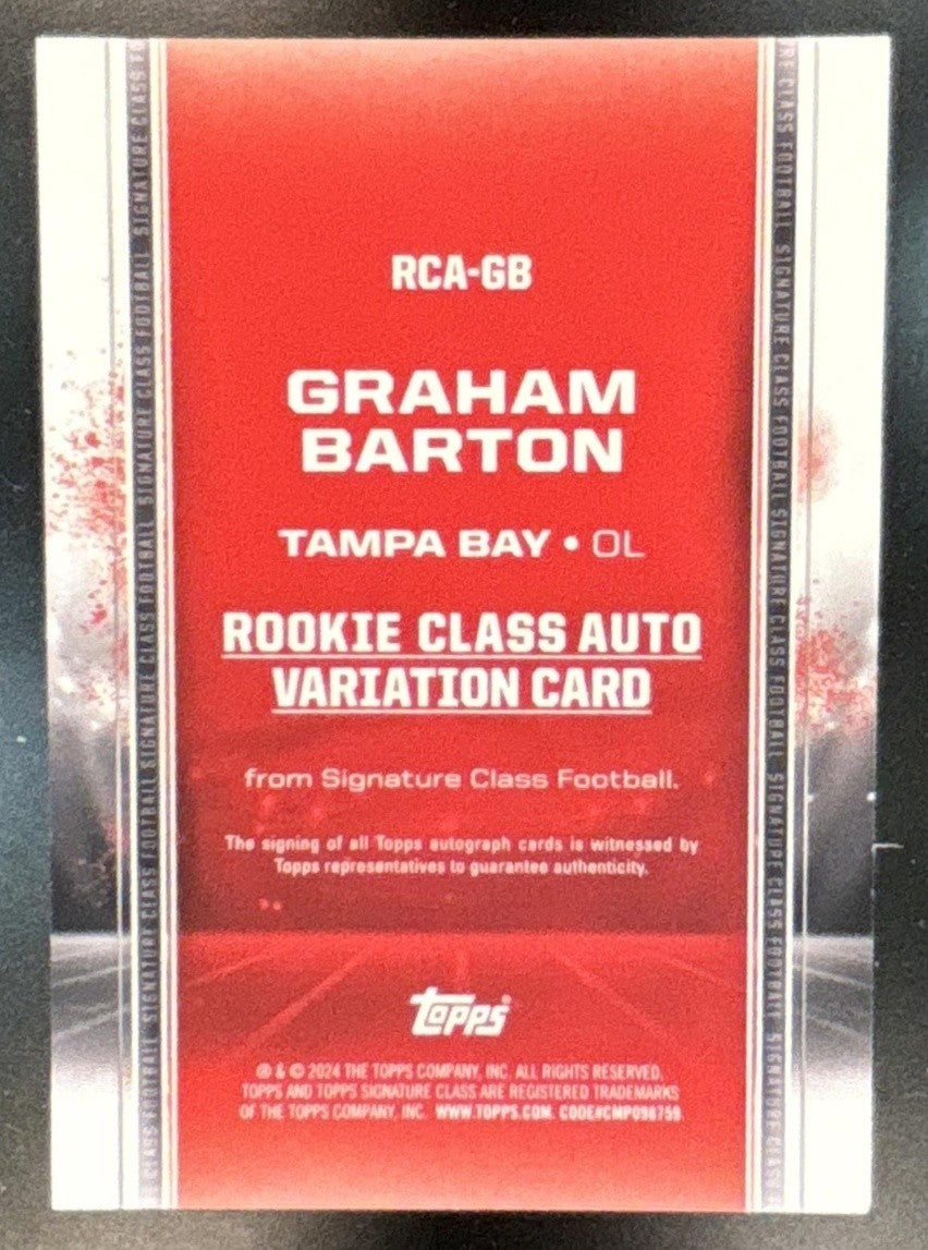2024 Topps Signature Class Graham Barton Rookie II Auto RC Tampa Bay Buccaneers
