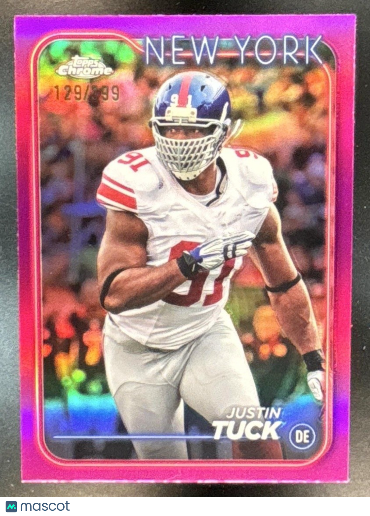 2024 Topps Chrome Justin Tuck Magenta Refractor /399 #142 New York Giants