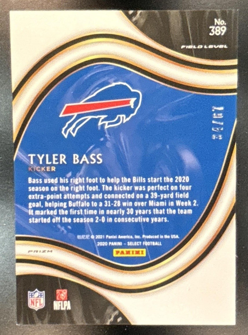 2020 Panini Select Tyler Bass Dragon Scale Prizm /67 #389 RC Buffalo Bills