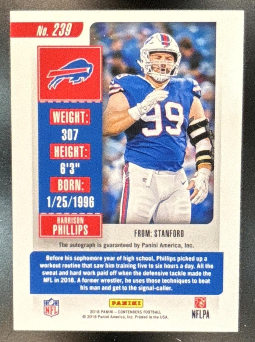 2018 Panini Contenders Harrison Phillips Playoff Ticket /99 #239 Auto RC Bills