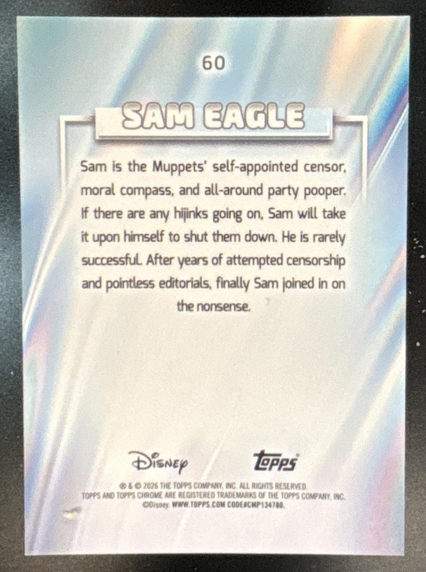 2026 Topps Chrome Disney Sam Eagle Orange Refractor /25 #60 The Muppets
