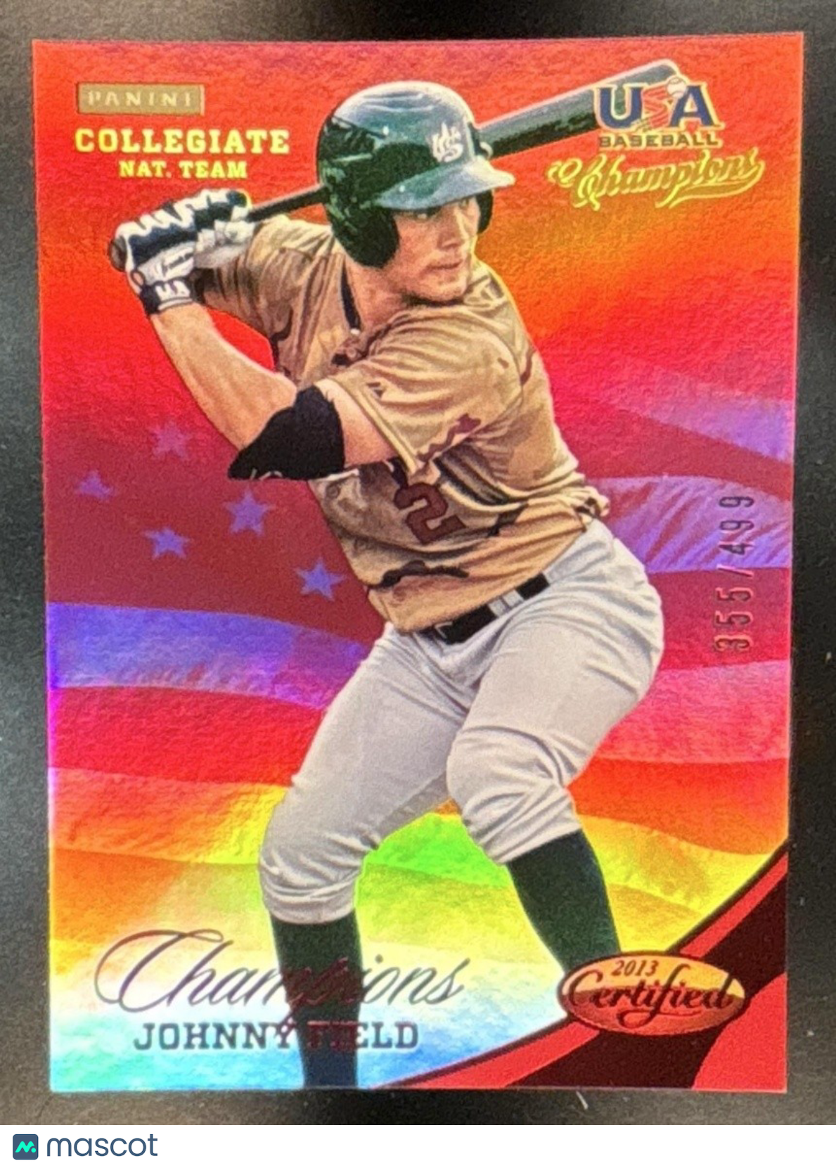 2013 Panini USA Baseball Champions Johnny Field National Team Mirror Red /499