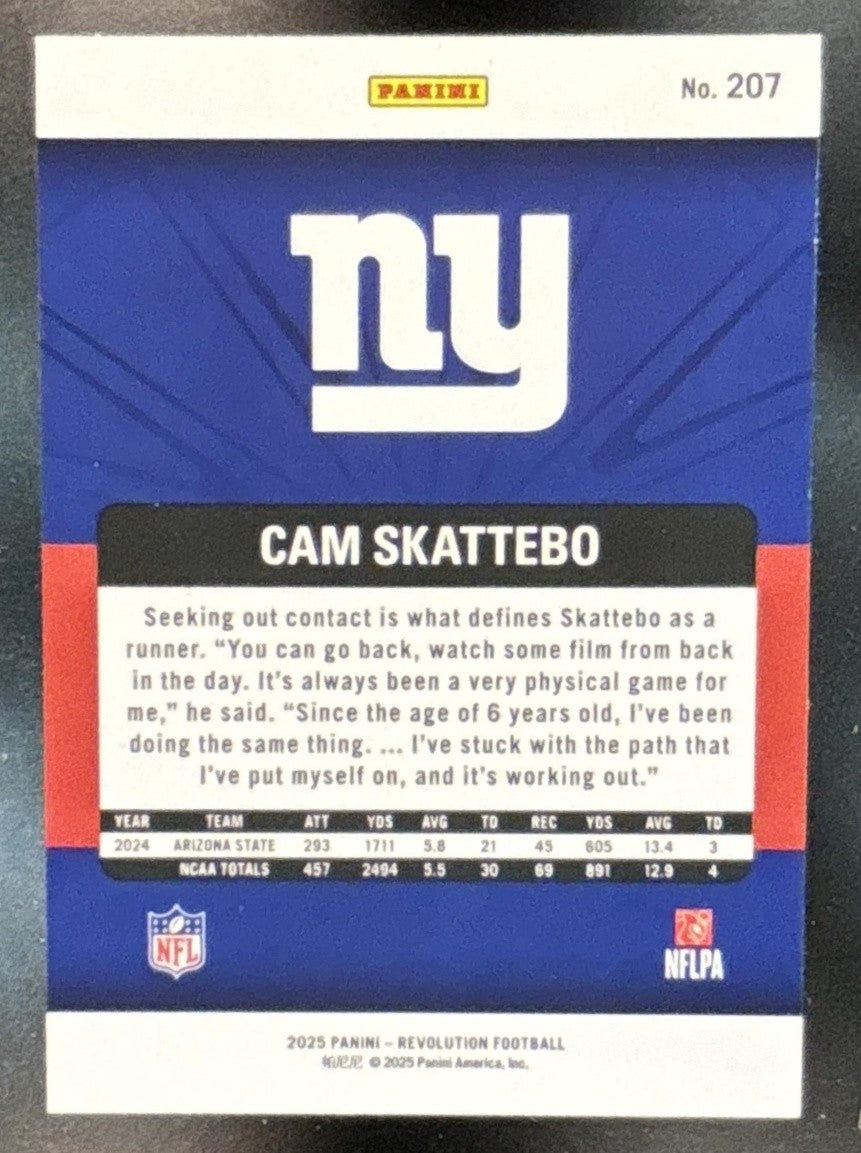 2025 Panini Revolution Cam Skattebo Rookies #207 RC New York Giants