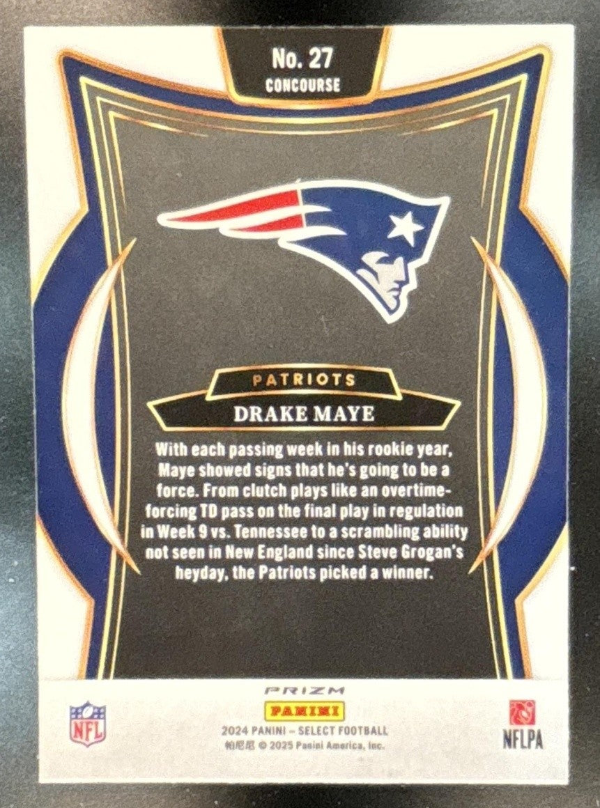 2024 Panini Select Drake Maye Black and Green Shock #27 RC New England Patriots