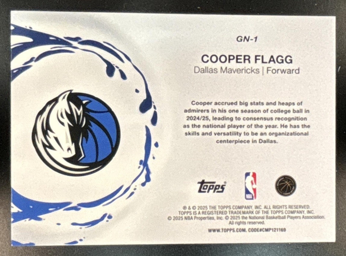 2025-26 Topps Cooper Flagg Generation Now #GN-1 RC Dallas Mavericks